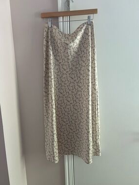 bp Cream Maxi Skirt with Green Floral Print